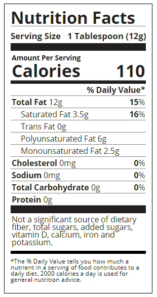 Crisco nutrition label