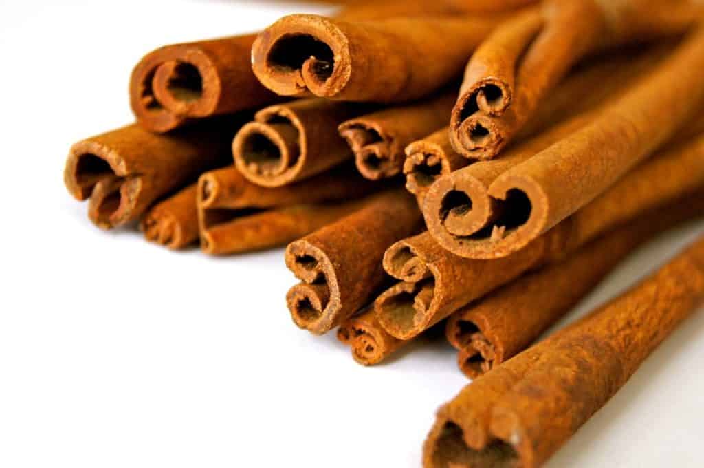 Cinnamon sticks on white background.