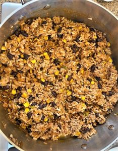 Ground turkey and rice stuffing for Southwestern Pepper Boats