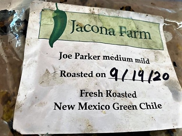 green chile label from local farm (for pork posole verde)