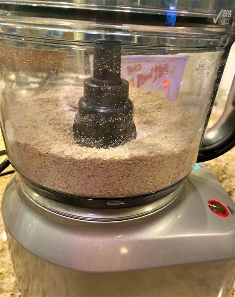 Oat flour inside food processor