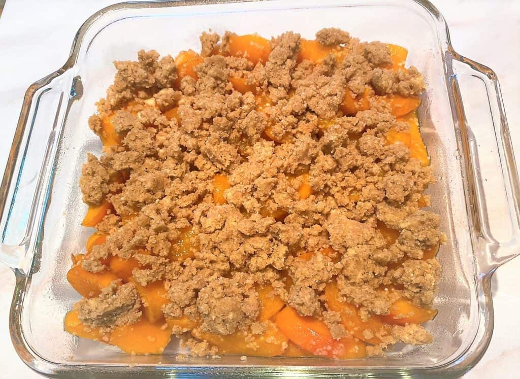 Unbaked apricot crumble