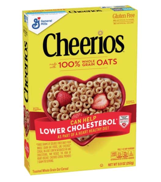 Original Cheerios box with health claim
