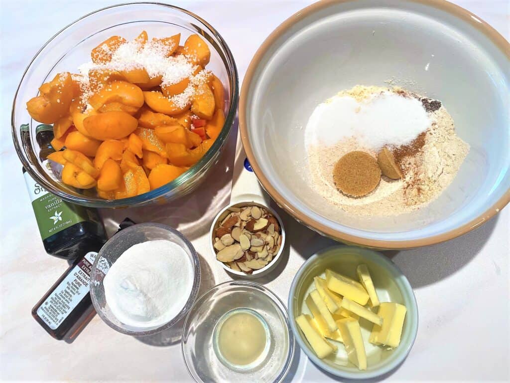 Ingredients for apricot crumble