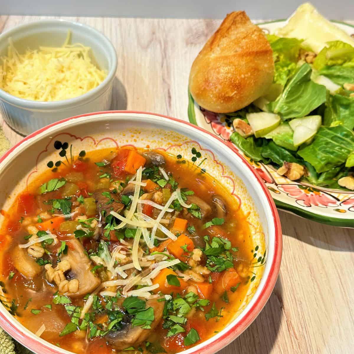 Mushroom Barley Soup with TomatoesInstant Pot (or Stovetop) Food