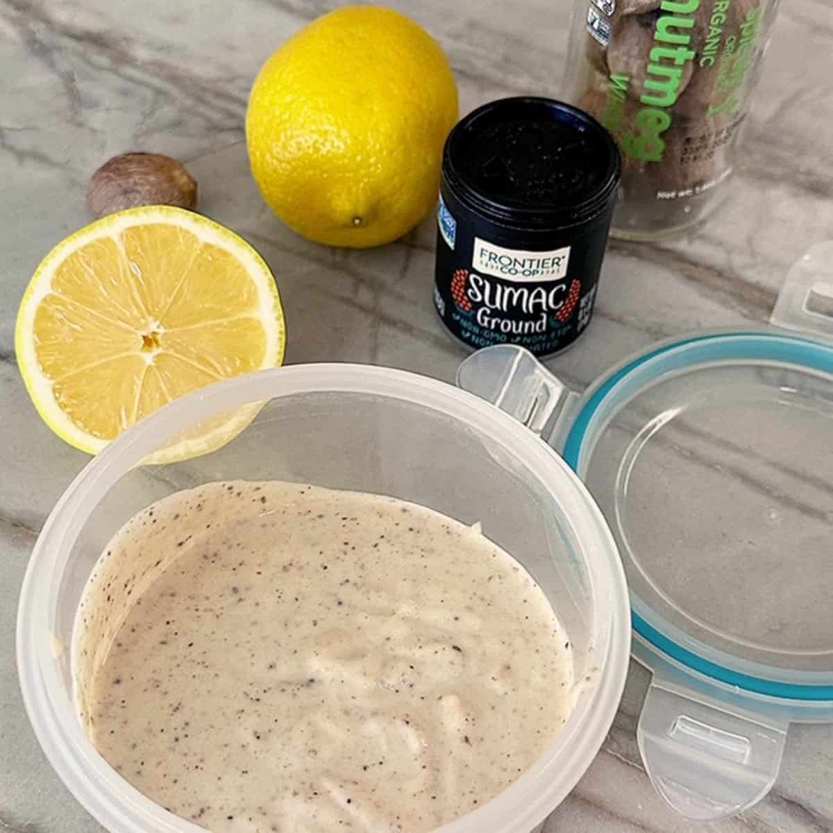 Greek Yogurt Tahini Sauce with Sumac