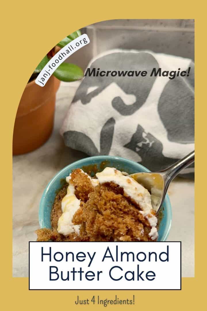 Text over picture of brown cake with a spoon in it showing lovely cakelike texture.