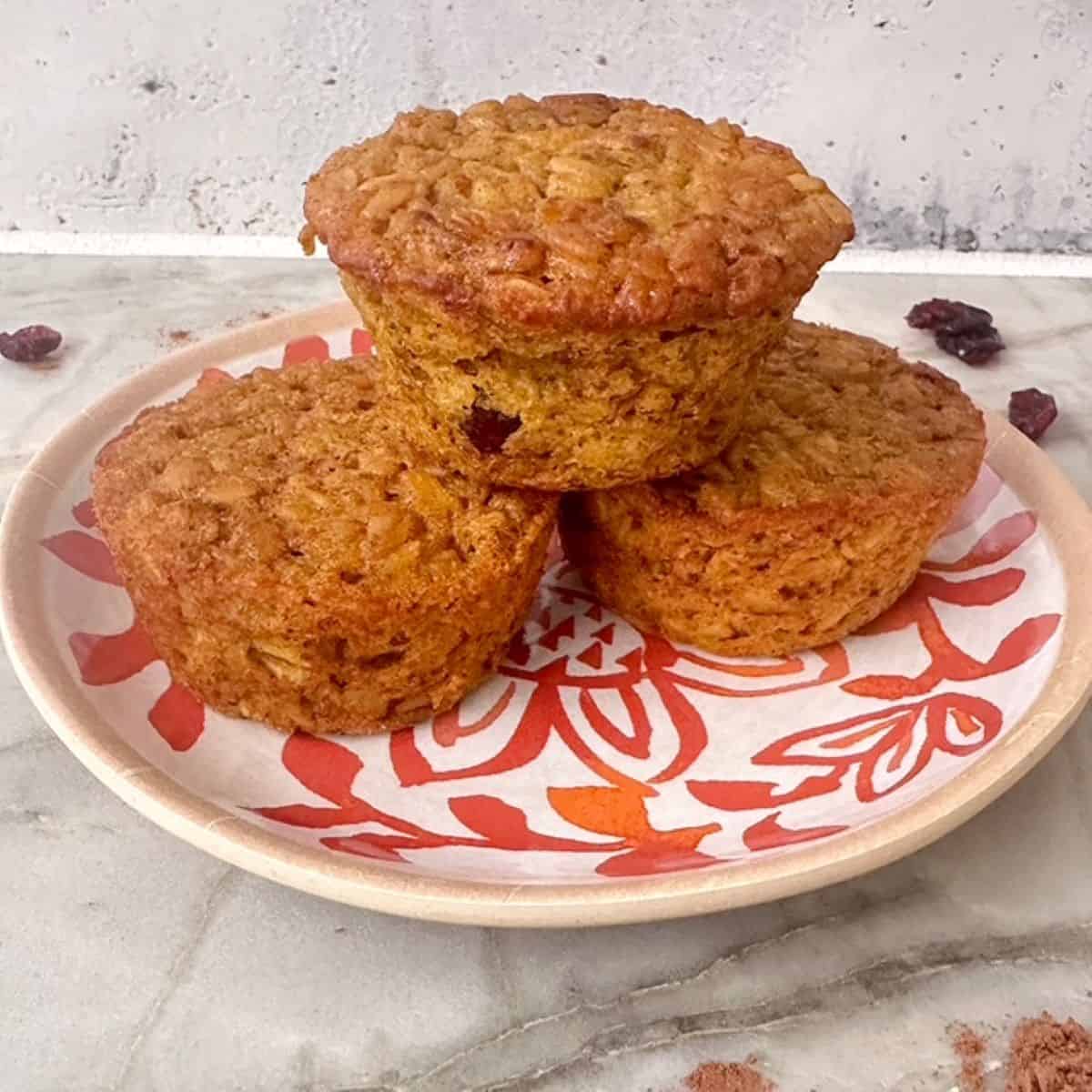 Healthy Baked Pumpkin Oatmeal Cups with Cranberries