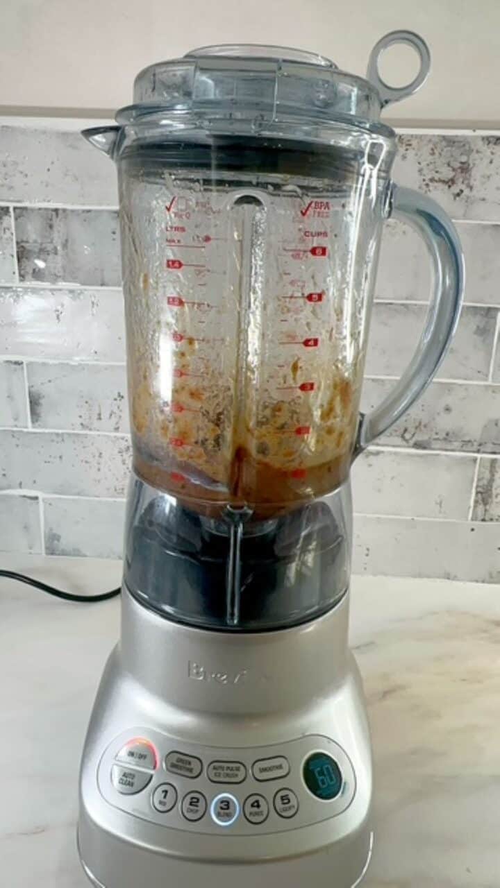 Blender with brown date paste.