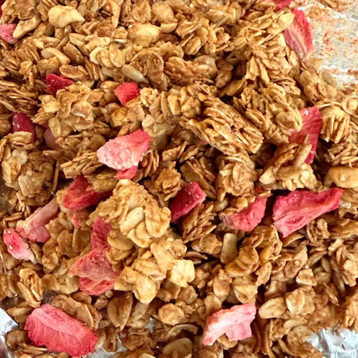 PB&J Granola with Peanut Butter Powder and Strawberries